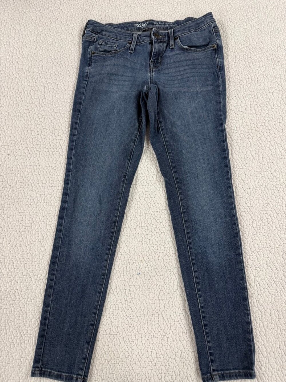Mossimo Denim Womens 4 Low Rise Skinny Jeans Medium Wash Power Stretch